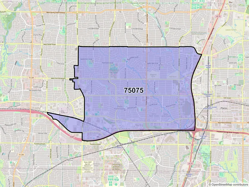 Map of ZIP Code 75075 — Plano, TX