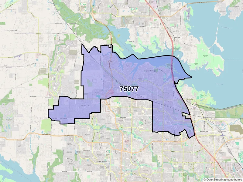 Map of ZIP Code 75077 — Lewisville, TX