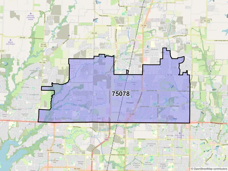 Map of ZIP Code 75078 — Prosper, TX