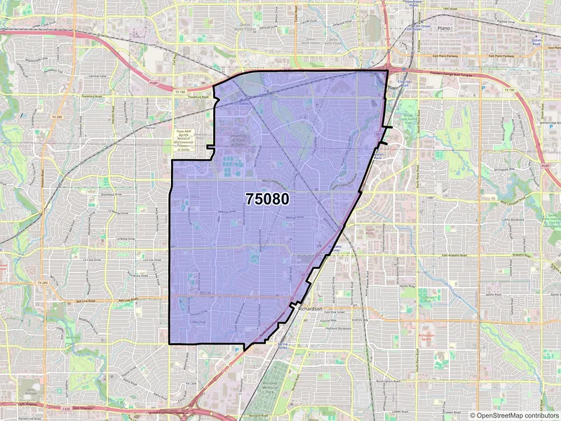 Map of ZIP Code 75080 — Richardson, TX