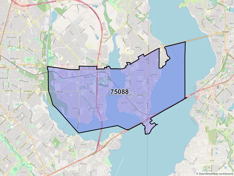 Map of ZIP Code 75088 — Rowlett, TX