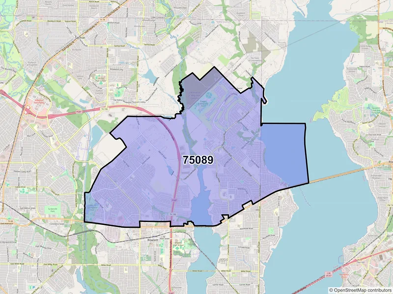 Map of ZIP Code 75089 — Rowlett, TX