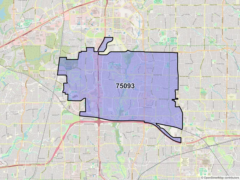 Map of ZIP Code 75093 — Plano, TX