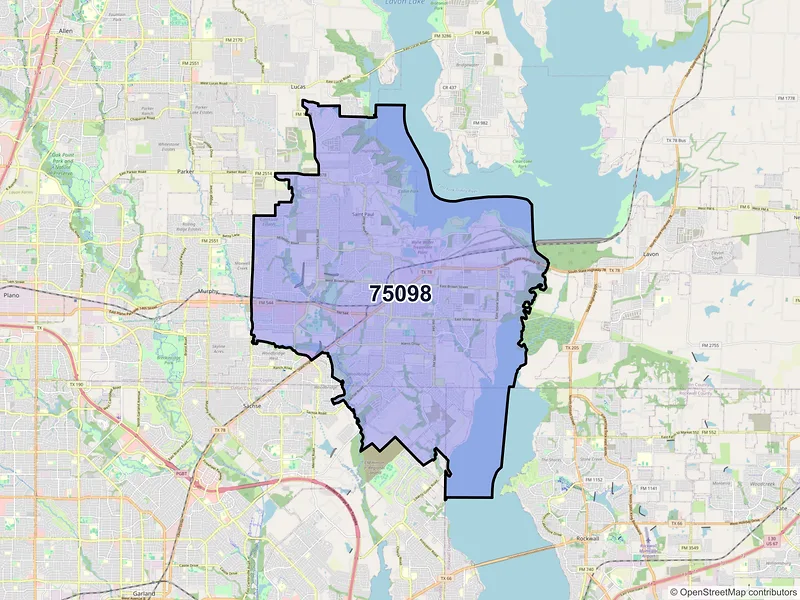 Map of ZIP Code 75098 — Wylie, TX