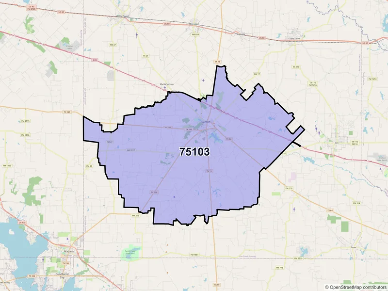 Map of ZIP Code 75103 — Canton, TX