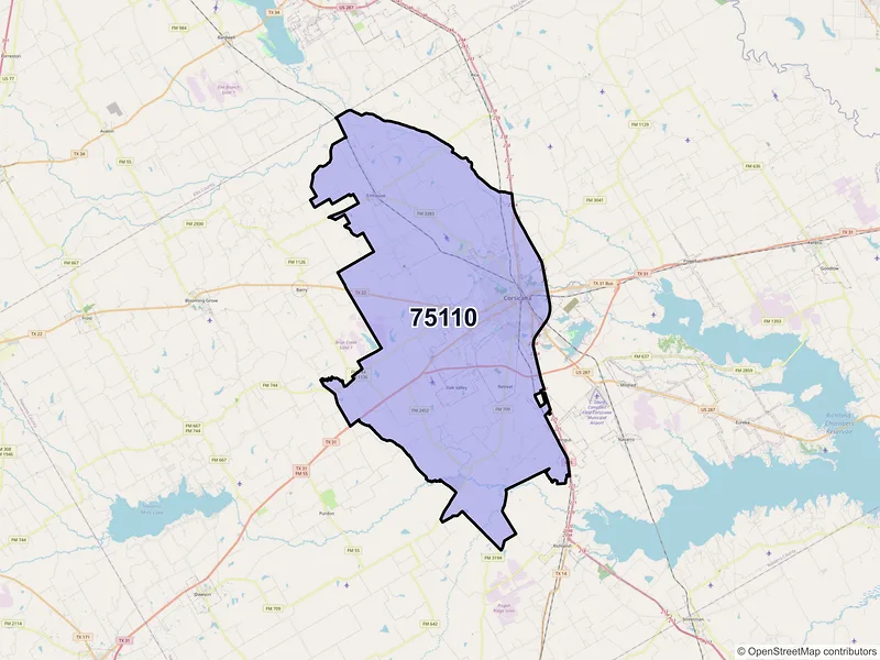 Map of ZIP Code 75110 — Corsicana, TX