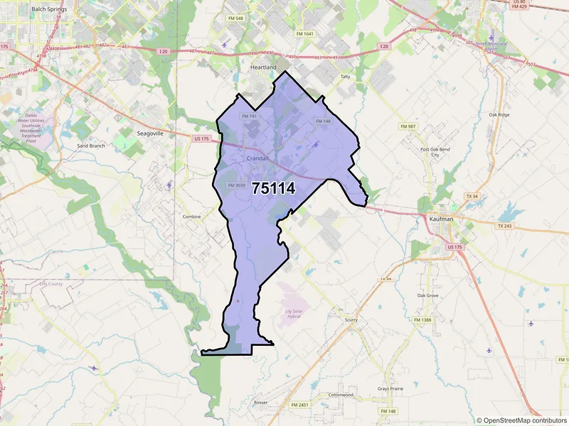 Map of ZIP Code 75114 — Crandall, TX