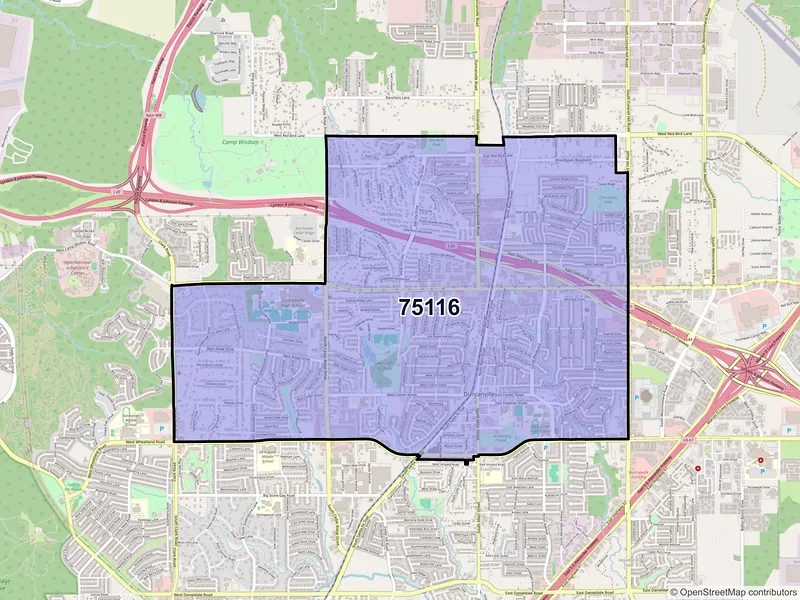 Map of ZIP Code 75116 — Duncanville, TX