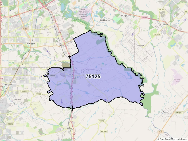 Map of ZIP Code 75125 — Ferris, TX