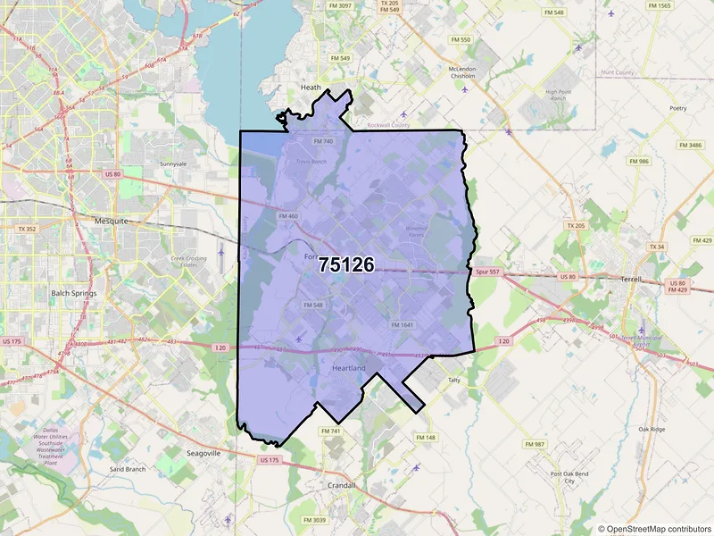 Map of ZIP Code 75126 — Forney, TX