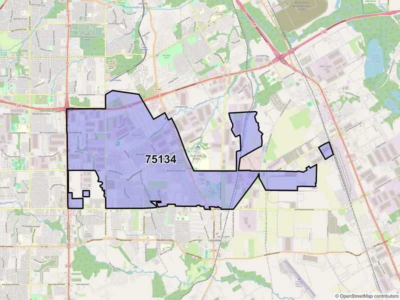 Map of ZIP Code 75134 — Lancaster, TX