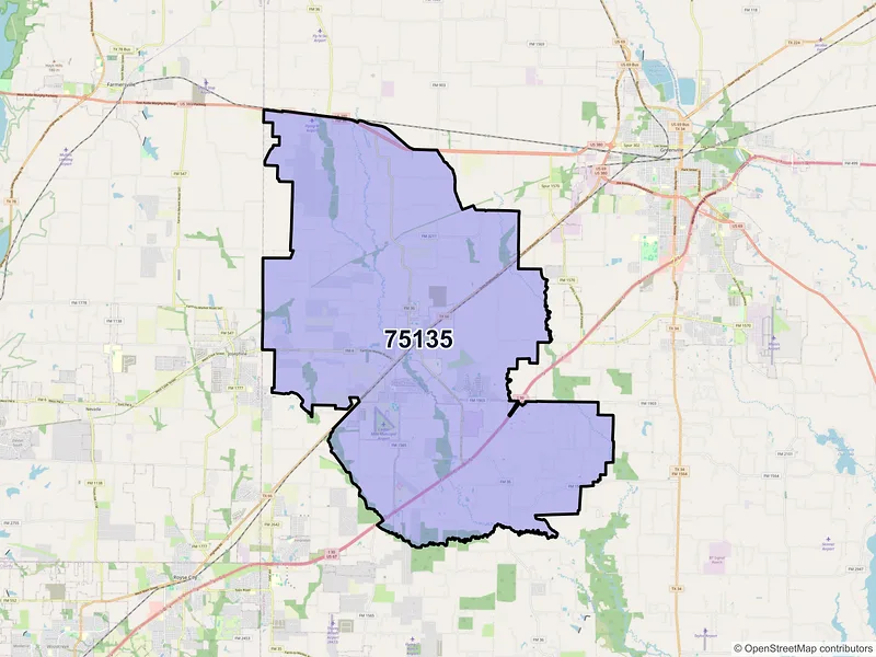 Map of ZIP Code 75135 — Caddo Mills, TX