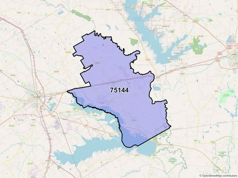 Map of Kerens, Texas and ZIP codes