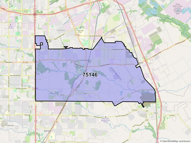 Map of ZIP Code 75146 — Lancaster, TX