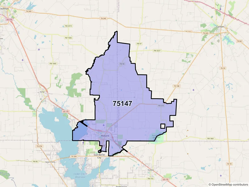 Map of ZIP Code 75147 — Mabank, TX