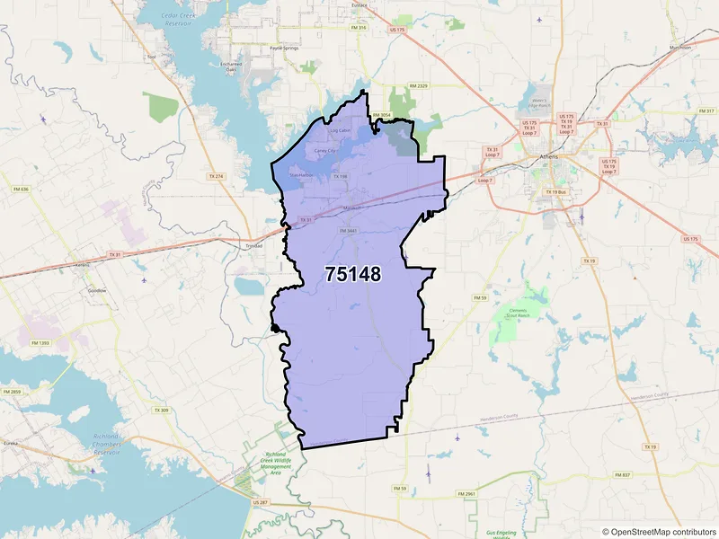 Map of ZIP Code 75148 — Malakoff, TX
