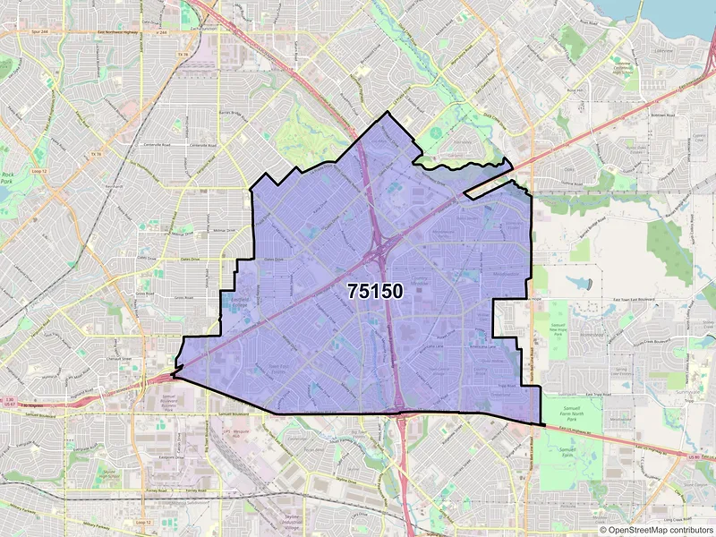 Map of ZIP Code 75150 — Mesquite, TX