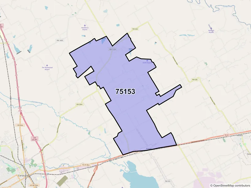Map of ZIP Code 75153 — Powell, TX