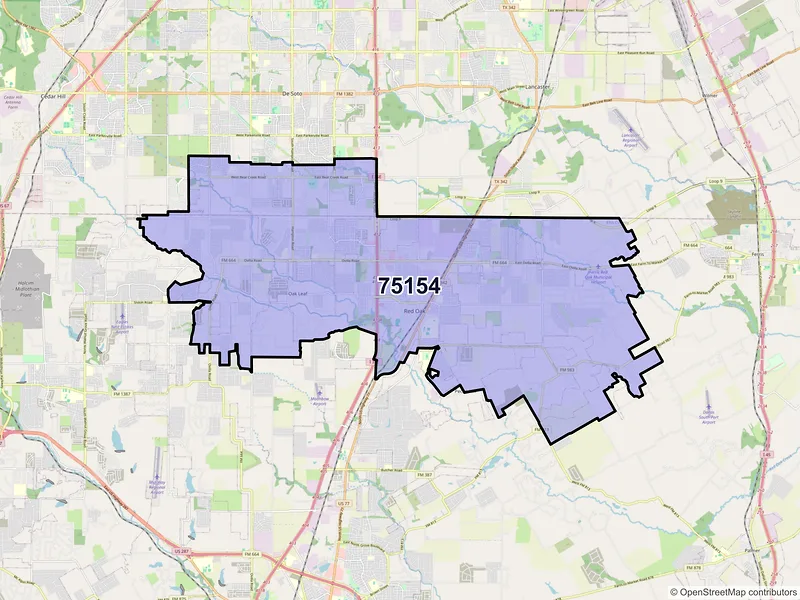 Map of ZIP Code 75154 — Red Oak, TX