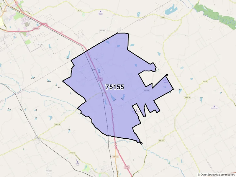 Map of ZIP Code 75155 — Rice, TX