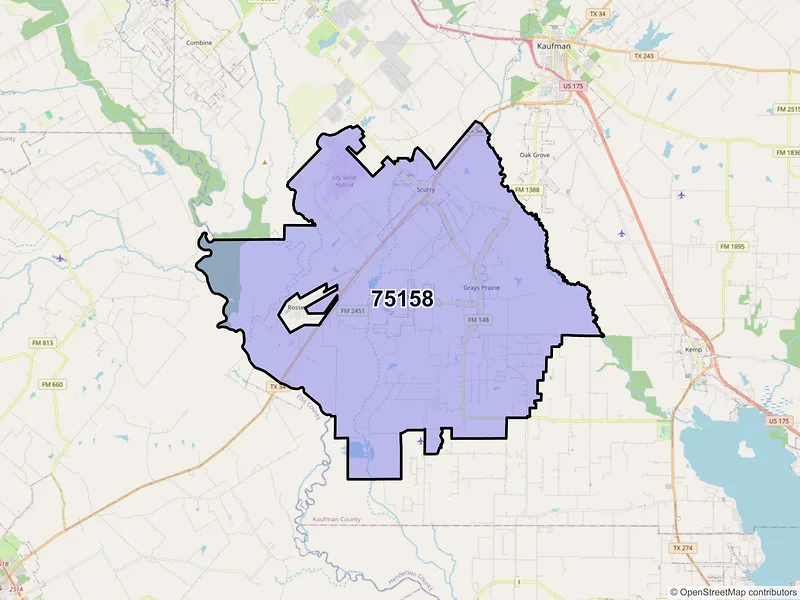 Map of ZIP Code 75158 — Scurry, TX