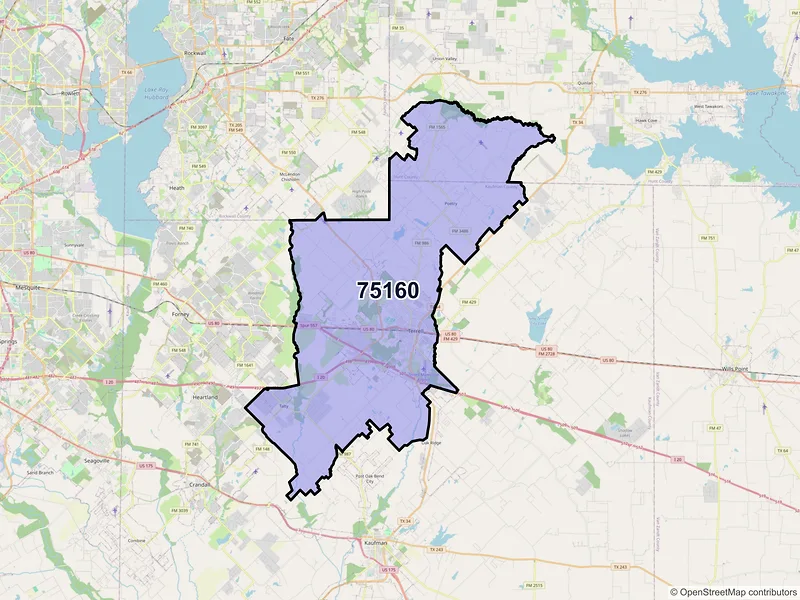 Map of ZIP Code 75160 — Terrell, TX