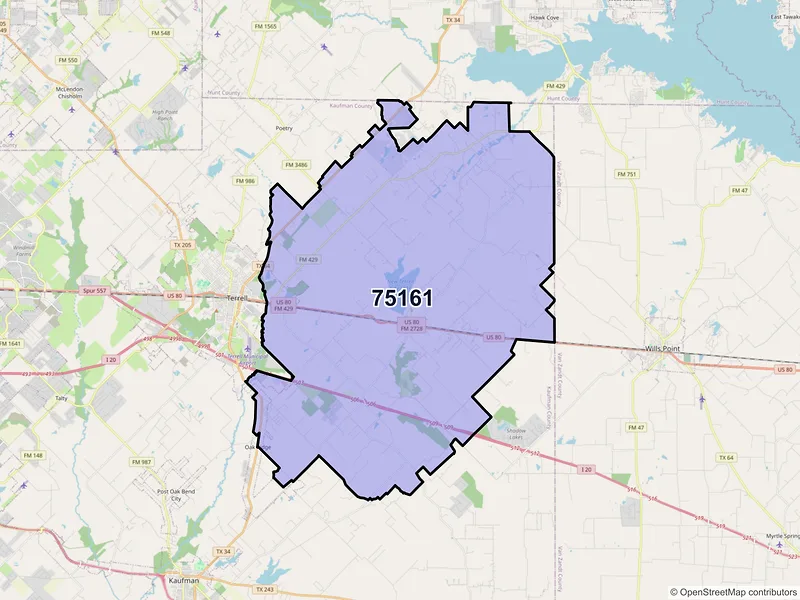 Map of ZIP Code 75161 — Terrell, TX