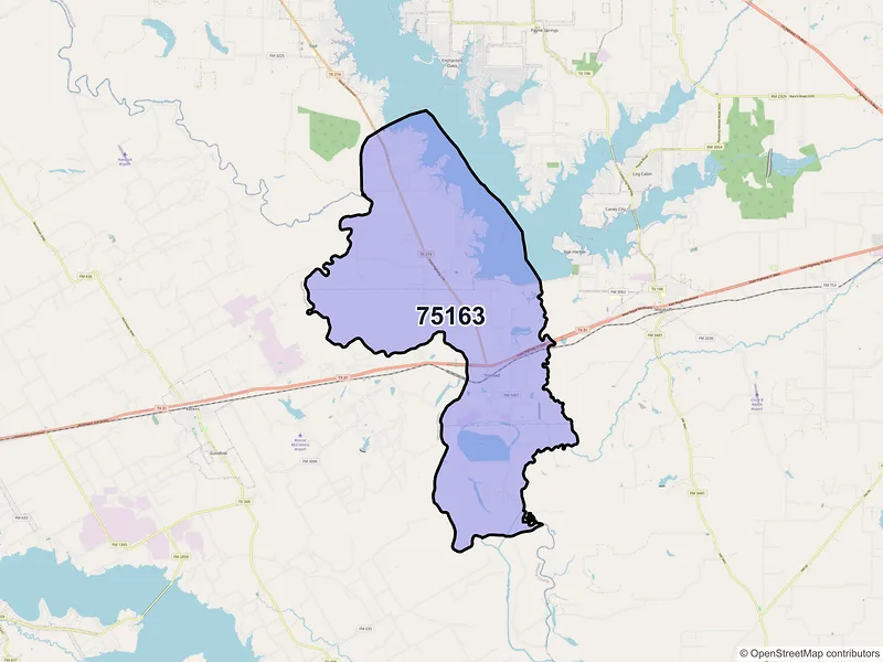 Map of Trinidad, Texas and ZIP codes