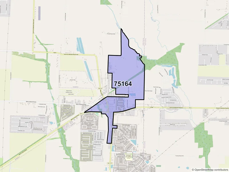 Map of Josephine, Texas and ZIP codes