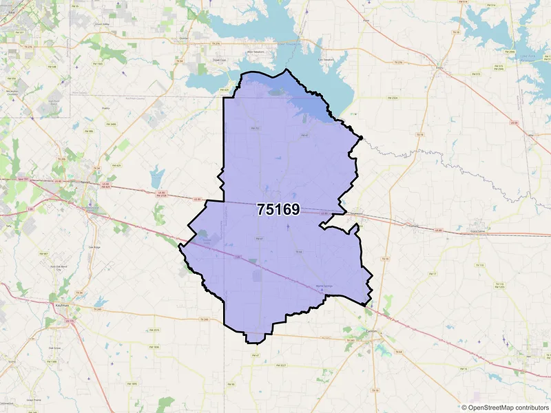 Map of ZIP Code 75169 — Wills Point, TX