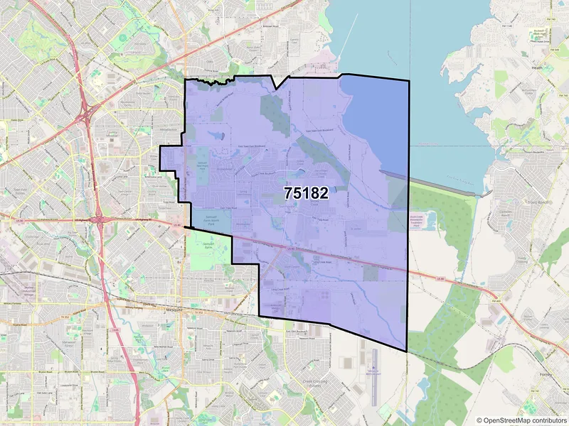 Map of ZIP Code 75182 — Sunnyvale, TX