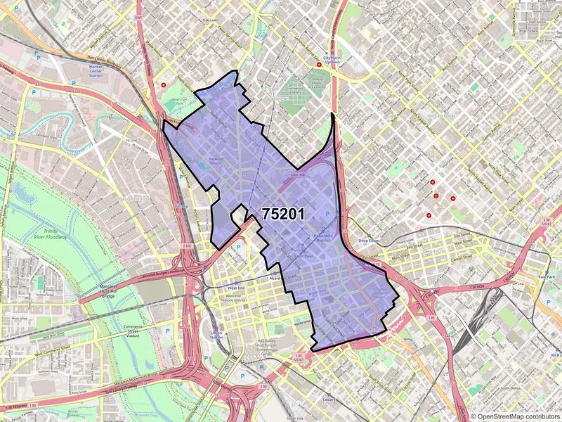 Map of ZIP Code 75201 — Dallas, TX