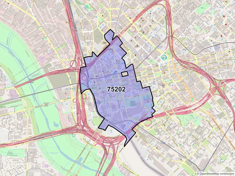 Map of ZIP Code 75202 — Dallas, TX
