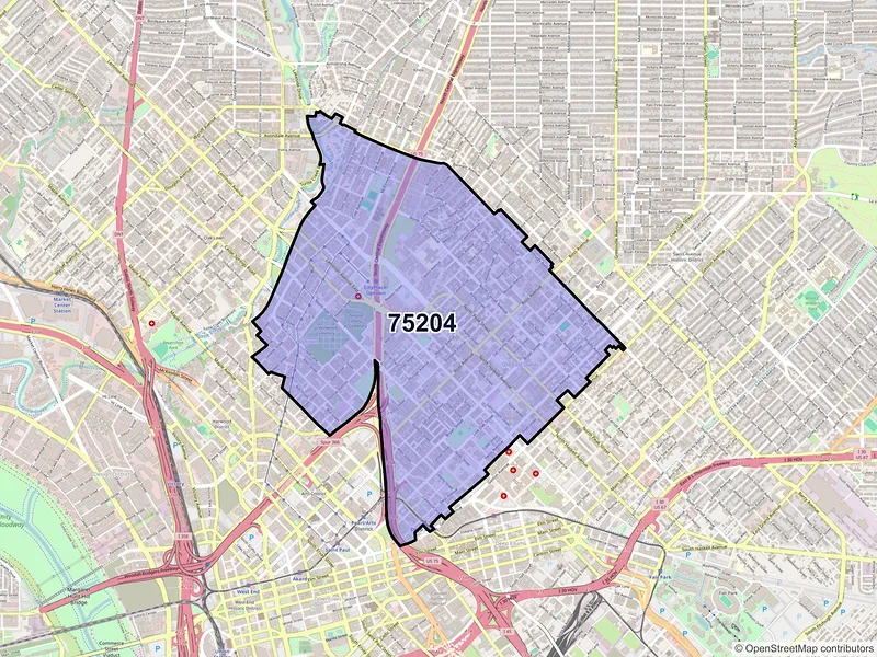 Map of ZIP Code 75204 — Dallas, TX