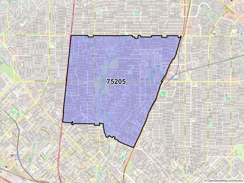 Map of ZIP Code 75205 — Dallas, TX