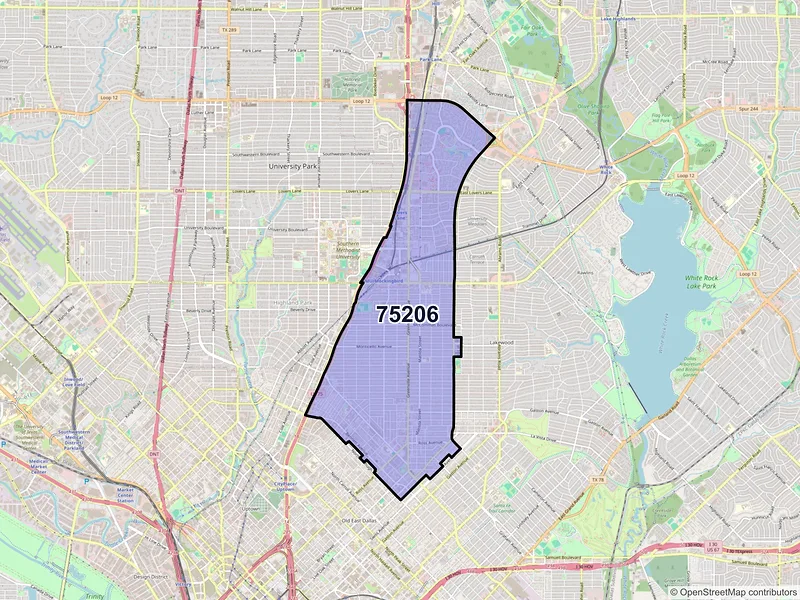 Map of ZIP Code 75206 — Dallas, TX