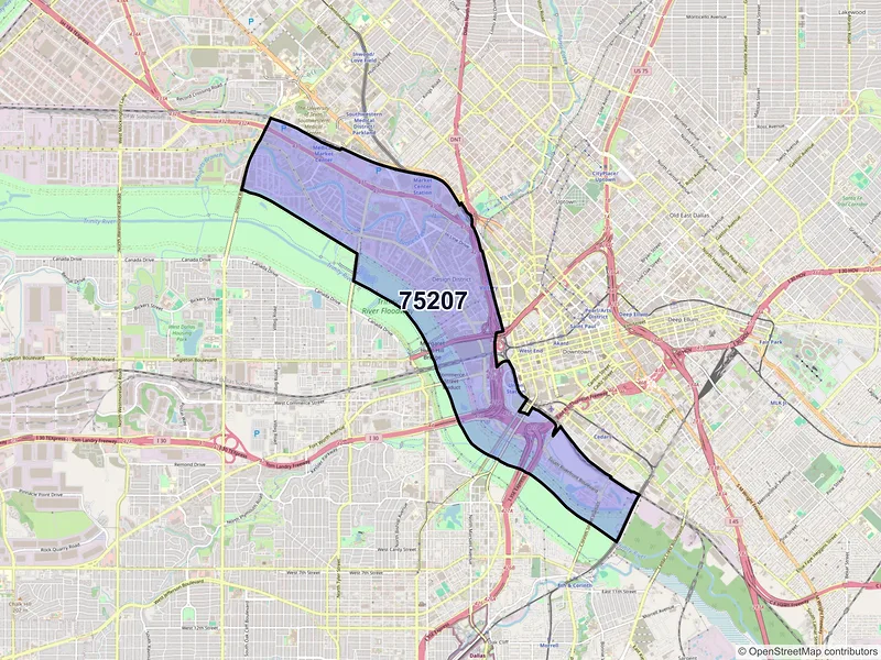 Map of ZIP Code 75207 — Dallas, TX