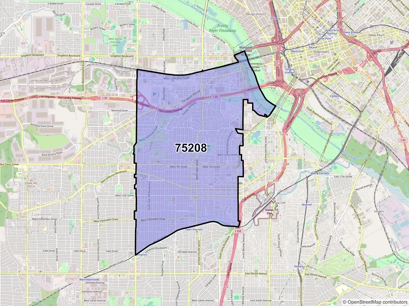 Map of ZIP Code 75208 — Dallas, TX