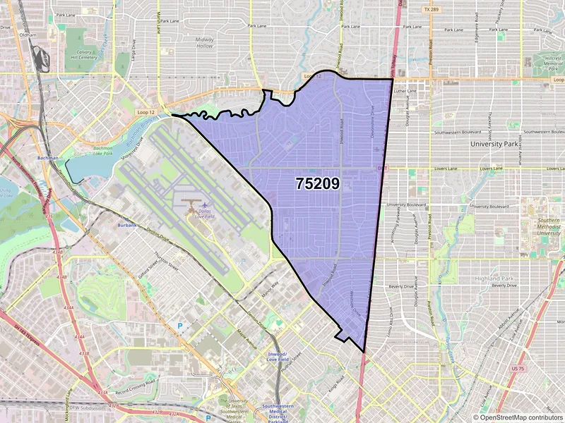 Map of ZIP Code 75209 — Dallas, TX