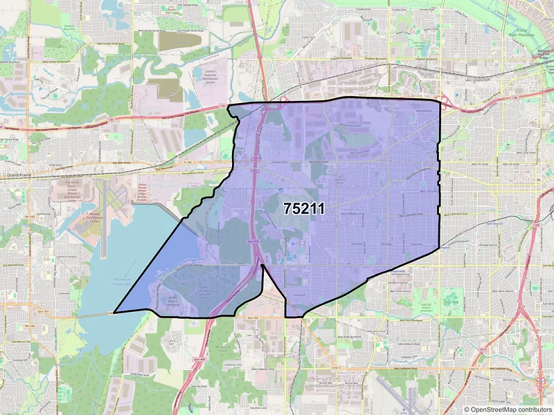Map of ZIP Code 75211 — Dallas, TX