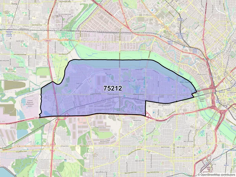 Map of ZIP Code 75212 — Dallas, TX