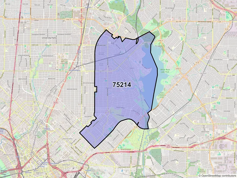 Map of ZIP Code 75214 — Dallas, TX