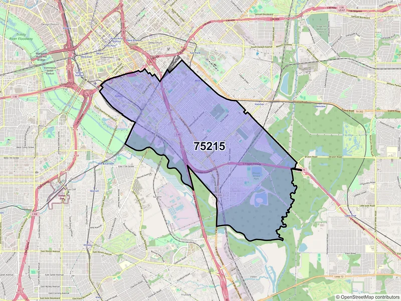 Map of ZIP Code 75215 — Dallas, TX