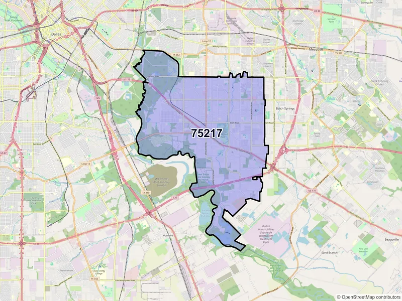 Map of ZIP Code 75217 — Dallas, TX