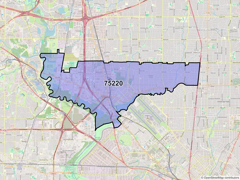 Map of ZIP Code 75220 — Dallas, TX