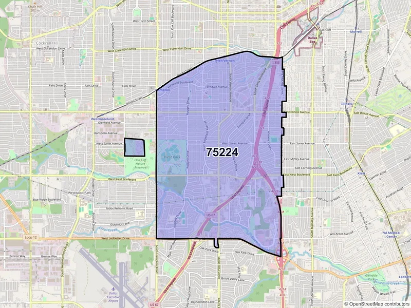 Map of ZIP Code 75224 — Dallas, TX