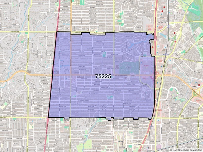 Map of ZIP Code 75225 — Dallas, TX