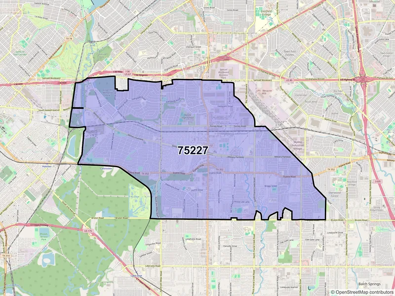 Map of ZIP Code 75227 — Dallas, TX