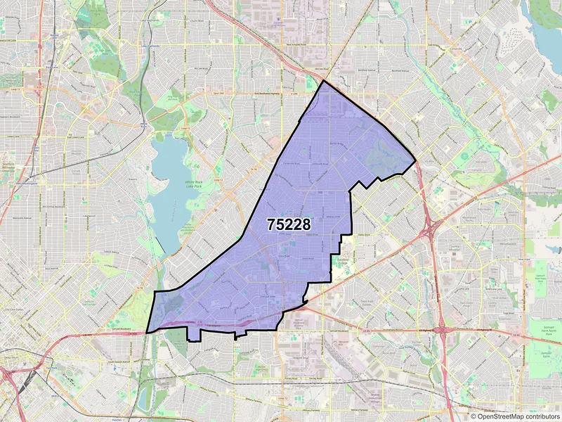 Map of ZIP Code 75228 — Dallas, TX