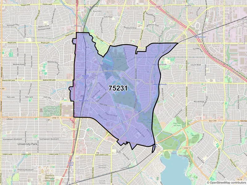 Map of ZIP Code 75231 — Dallas, TX
